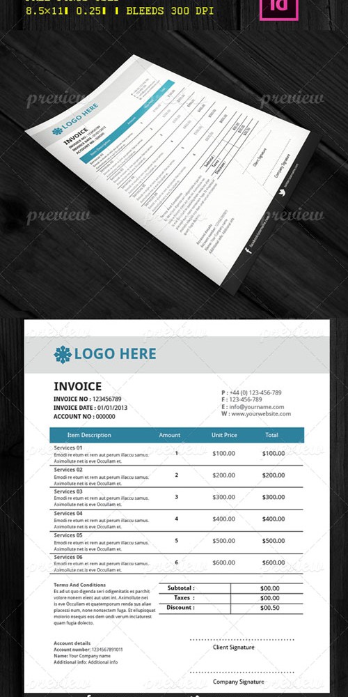 Professional Invoices Indesign