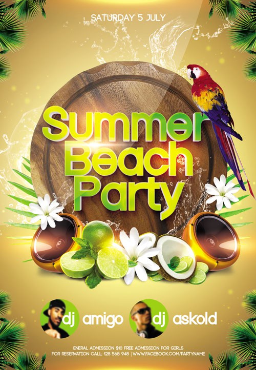 Flyer Template - Summer Beach Party Facebook Cover