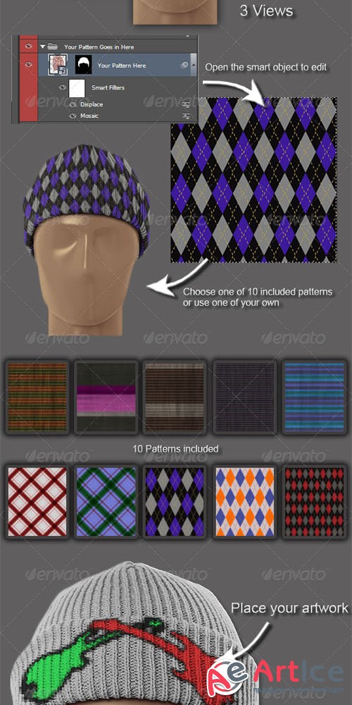 Graphicriver - Knitted Beanie Mock Up 6088965