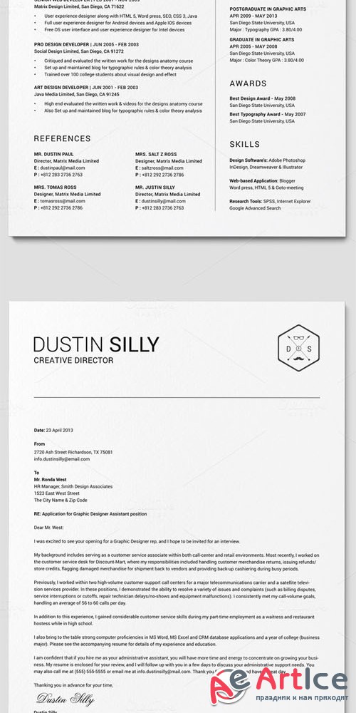 Clean Resume CV - Silly - Creativemarket 230432