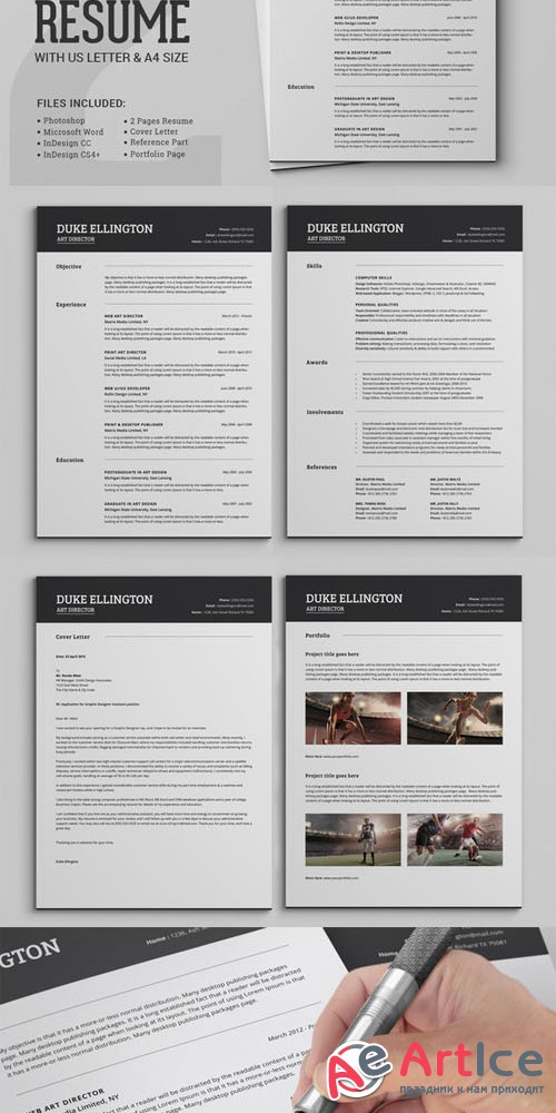 Creativemarket - Two Pages Classic Resume CV Template 282144