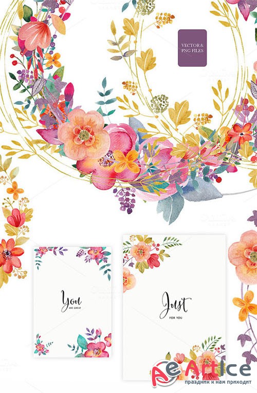 Floral set (vector& png files) - Creativemarket 141671