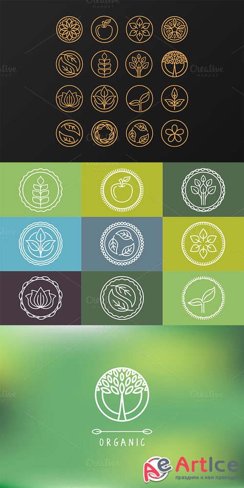 Creativemarket - Outline organic emblems 80793