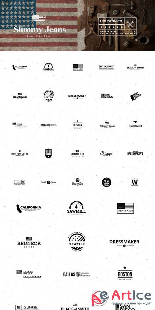 Creativemarket - 25 American Minimal Vintage Logos 281938