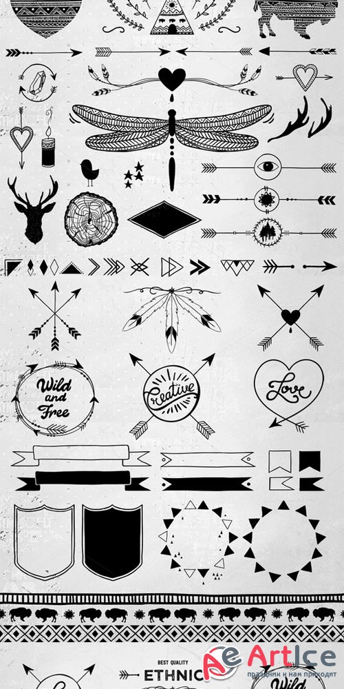 Creativemarket - Hand drawn tribal design vector pack 137661