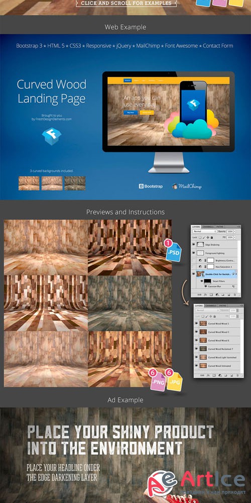 Creativemarket - 6 Curved Wood Backdrops 292311