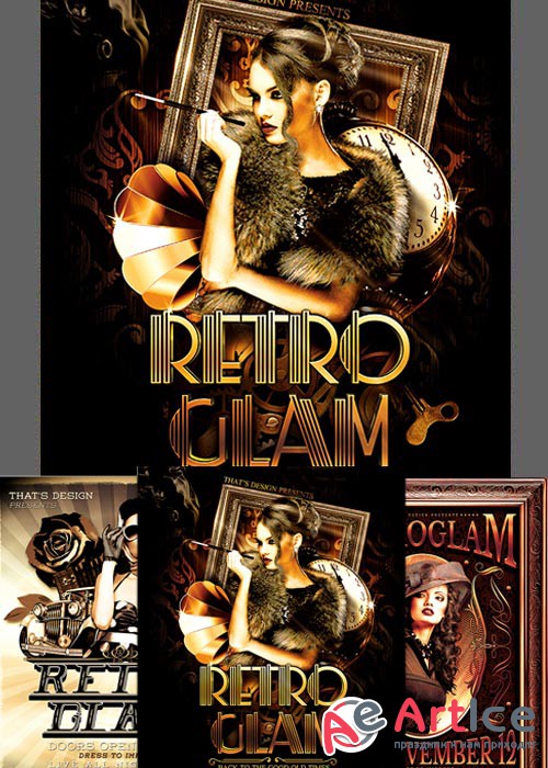 Retro Glam Flyer Bundle + Facebook Cover