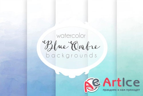 Creativemarket - Blue ombre watercolor backgrounds 91525
