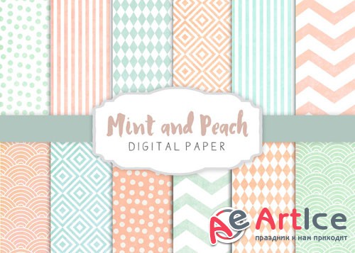 Creativemarket - Peach and mint patterns 275267