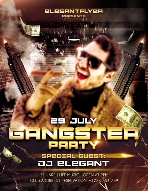 Flyer PSD Template - Gangster Party + Facebook Cover