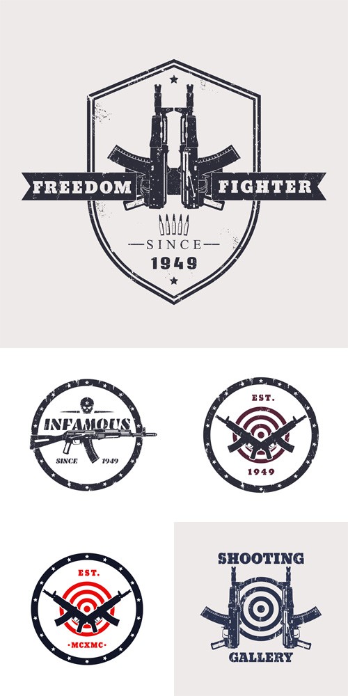 Vector Set - Freedom Fighter Grunge T-Shirt Design 