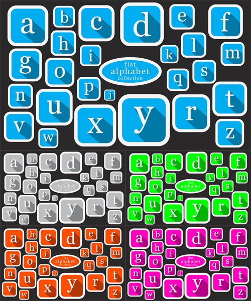 Vector Set - Colored Flat Alphabet Icon 