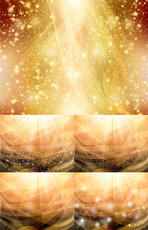 Vector Set - 5 Golden Light Backgrounds 