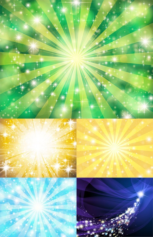 Vector Set - Sun Background with Sparkles 