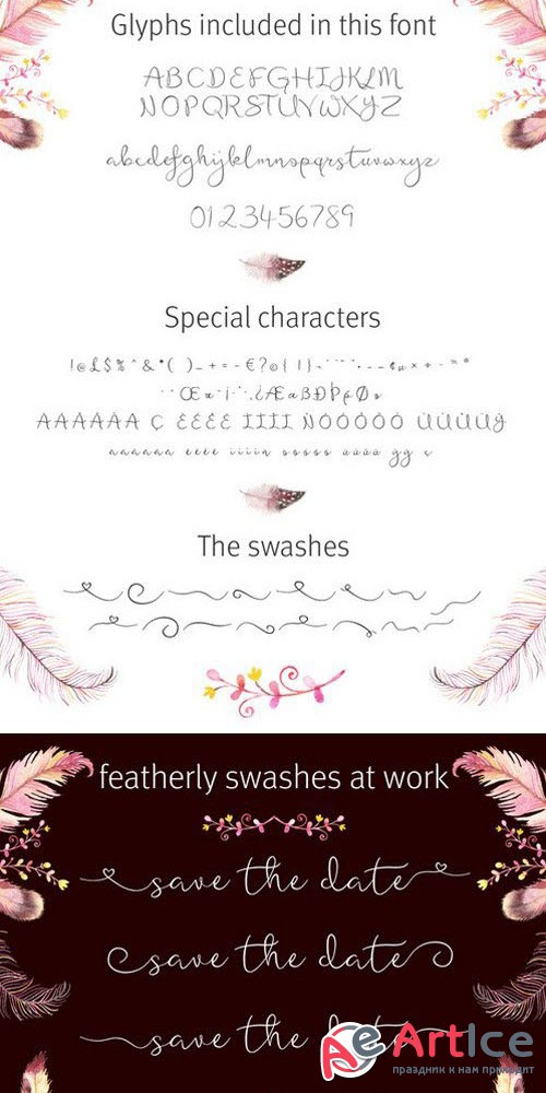 Featherly Font - Wedding Font - Creativemarket 287170
