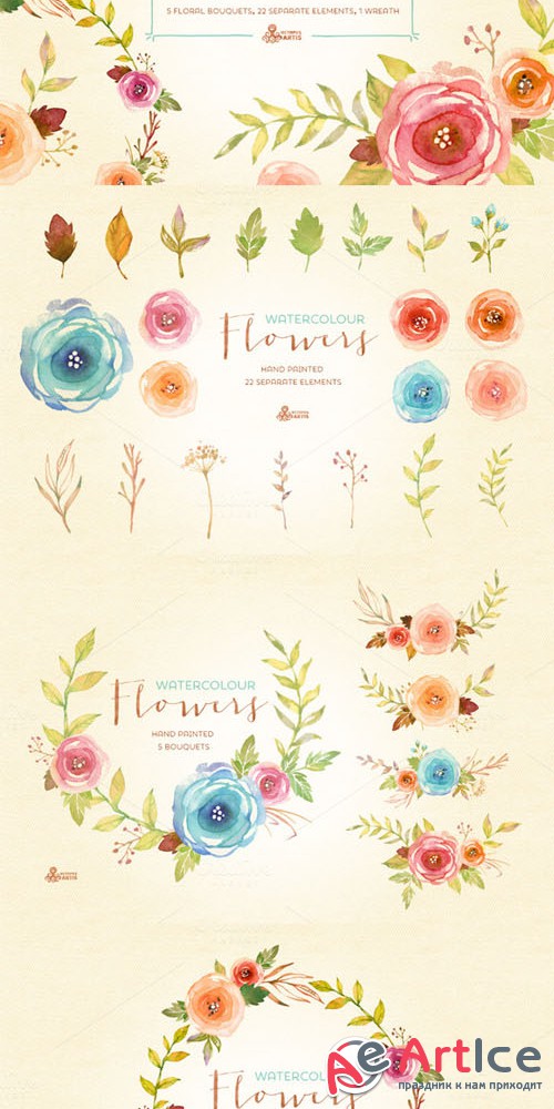 Creativemarket - Watercolor Flowers Pack 243885