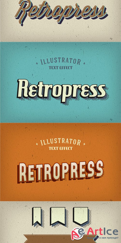 Retropress Illustrator Text Effects - Creativemarket 223569