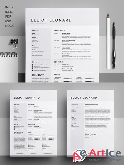 Resume/CV - Elliot - Creativemarket 232815