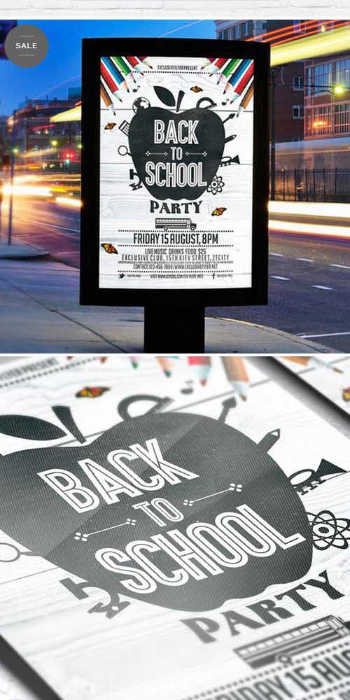 Flyer Template - Back To School Party Vol.3 + Facebook Cover