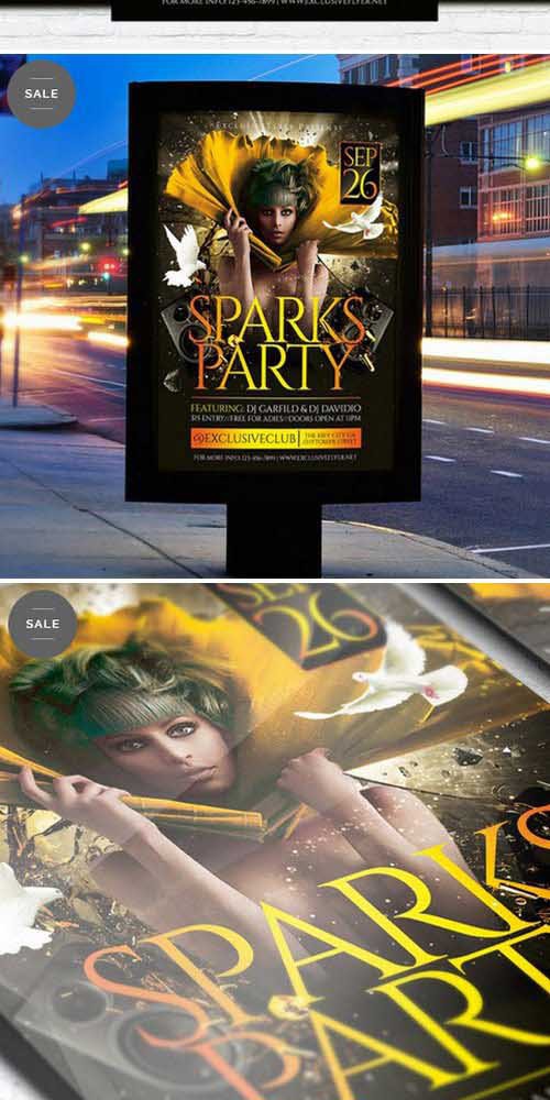 Flyer Template - Sparks Party + Facebook Cover