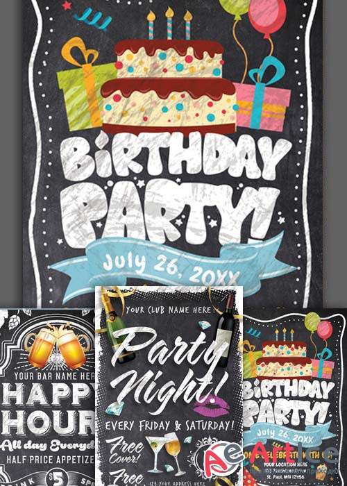 Chalk Party Flyer Bundle