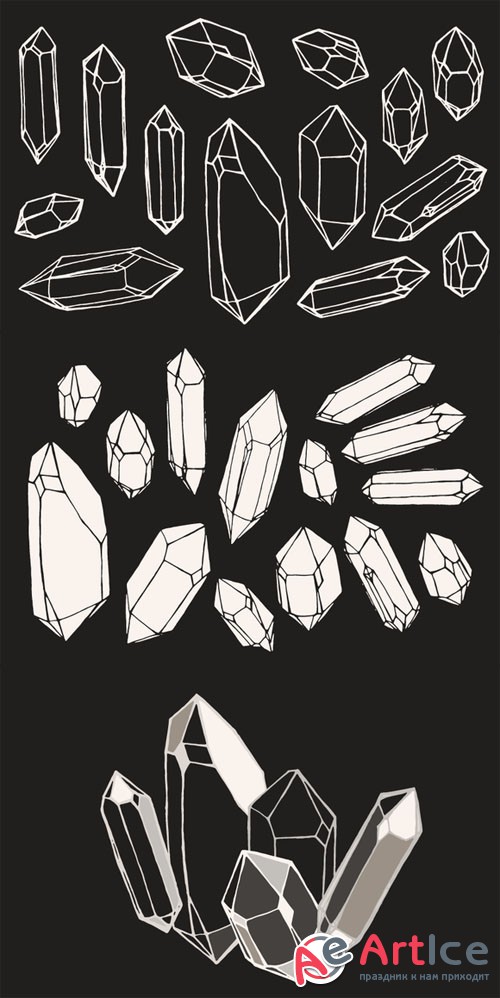 Crystal / Mineral / Gem Drawings - Creativemarket 155985