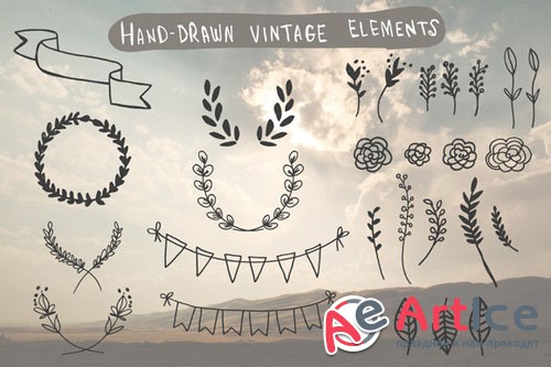 Hand-Drawn Vintage Elements - Creativemarket 25462
