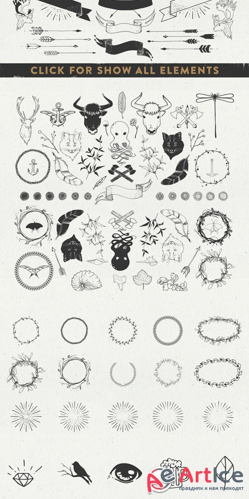 Sable Kit - hand drawn collection - Creativemarket 47469