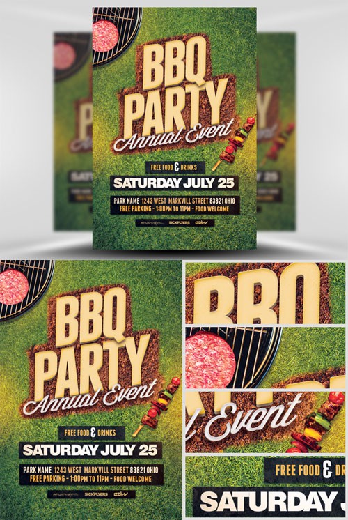 Flyer Template PSD - BBQ Party 