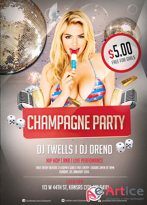 Champagne Party Flyer Template