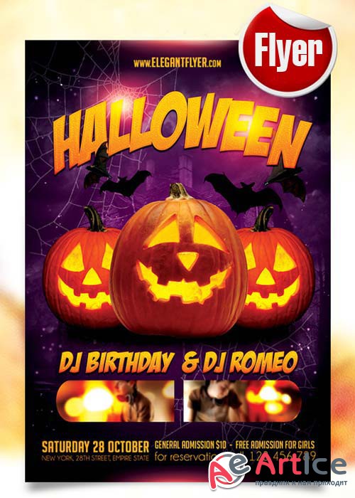 Halloween party Flyer Template + Facebook Cover