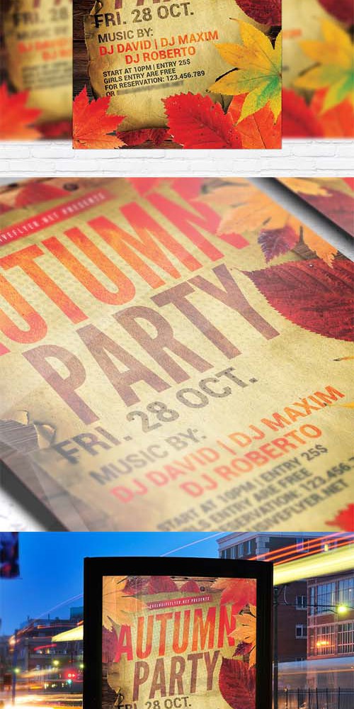 Flyer Template - Autumn Party + Facebook Cover