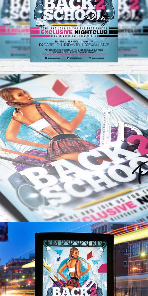 Flyer Template - Back 2 School Party + Facebook Cover