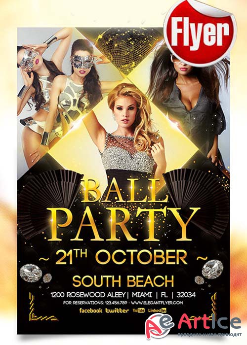 Ball Party Flye Template + Facebook Cover