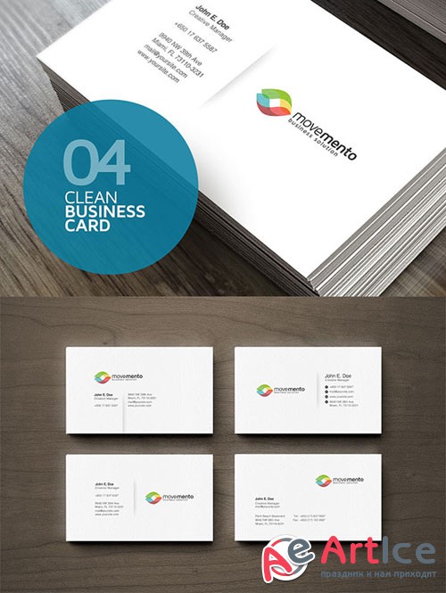 4 Clean Business Cards PSD Template