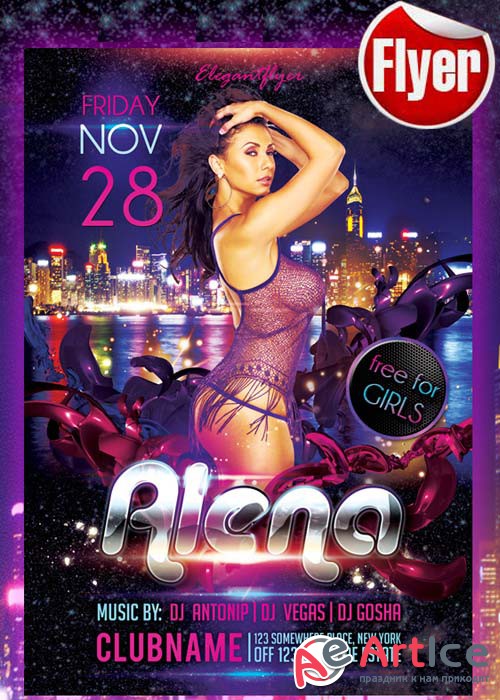 Guest DJ Party Alena Flyer Template