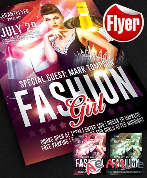 Fashion Girl Flyer Template + Facebook Cover