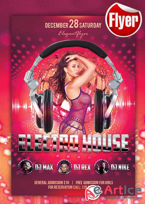 Electro House  Free Club and Party Flyer PSD Template