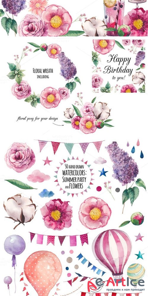 Creativemarket - Party flowers 311971