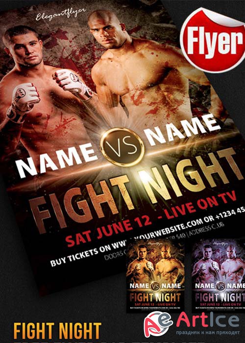 Fight Night Flyer Template + Facebook Cover