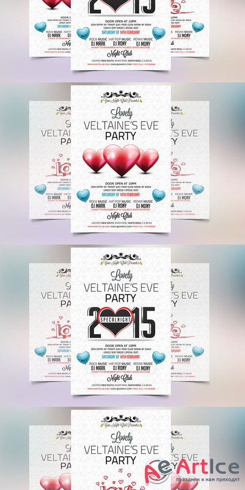 Valentines Eve 2015 Party Flyer - Creativemarket 173367