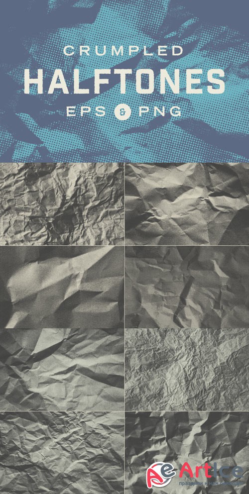 15 Crumpled Paper Halftone Textures