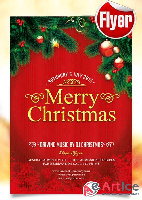 Merry Christmas Flyer Template + Facebook Cover