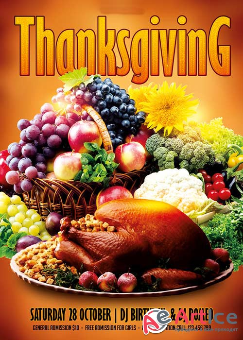 Thanksgiving Flyer Template + Facebook Cover