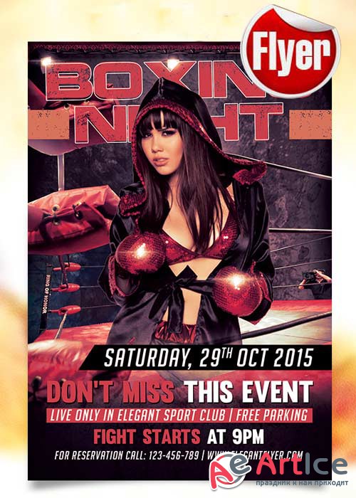 Boxing Night Flyer Template + Facebook Cover