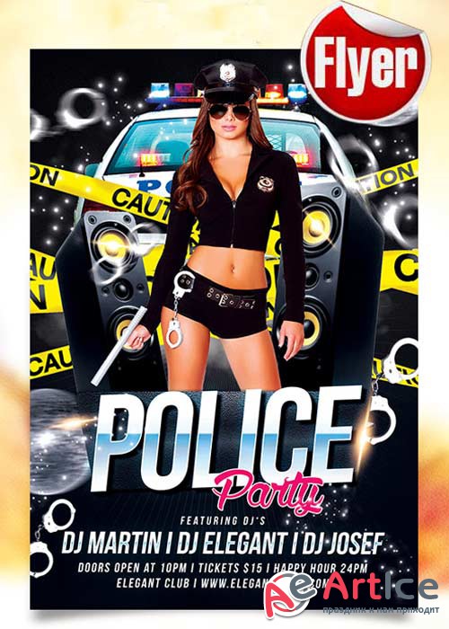 Police Party Flyer  Template + Facebook Cover