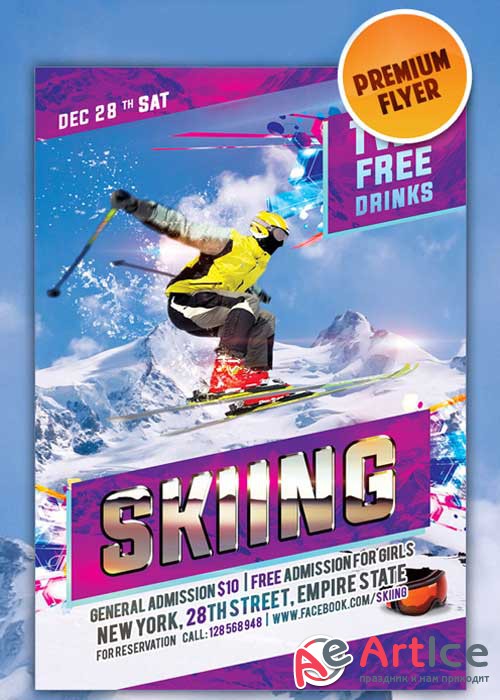 Skiing flyer Template
