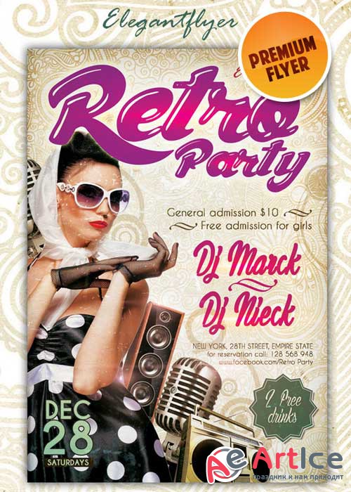 Retro Party flyer Template