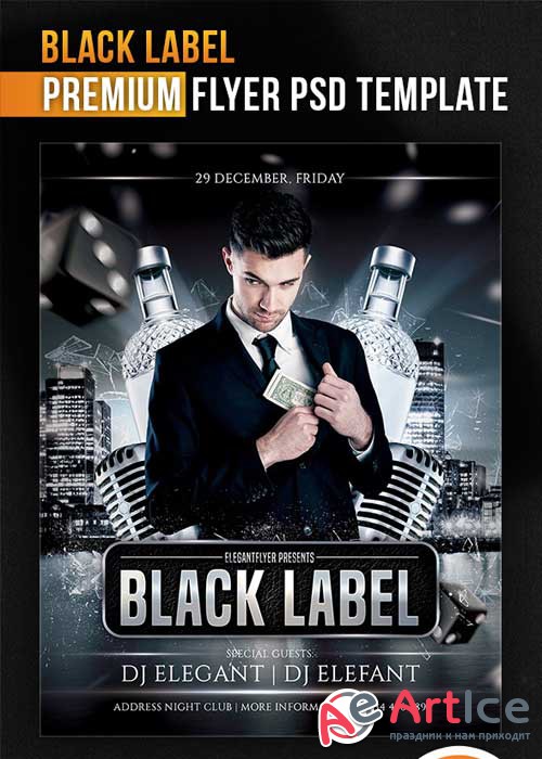 Black Label Flyer Template + Facebook Cover