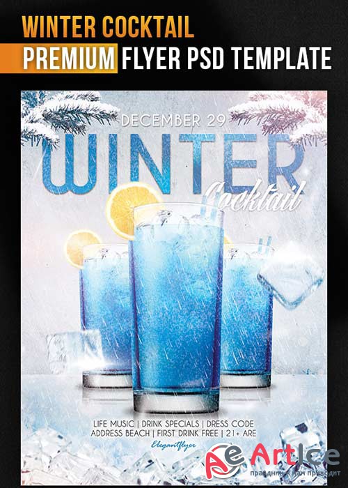 Winter Cocktail Flyer Template + Facebook Cover